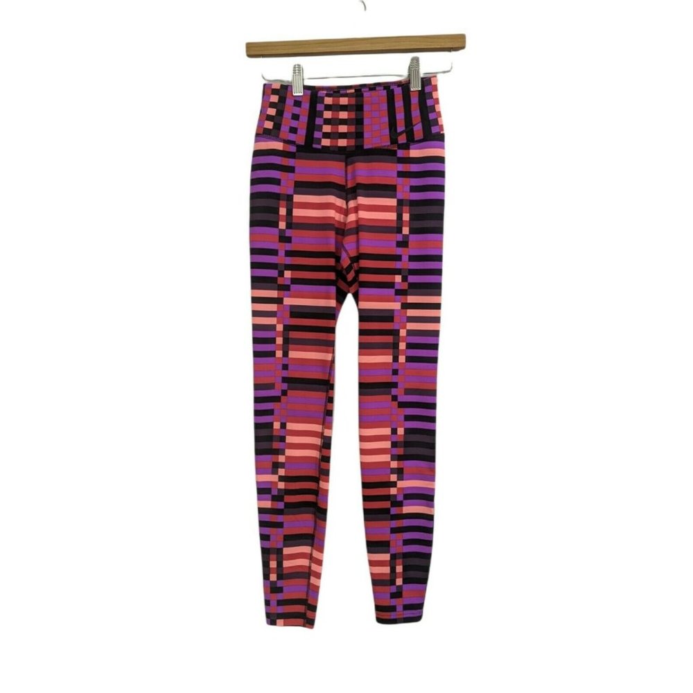 NIKE Dri-Fit Women's Size XS Multicolor Striped Nylon Blend Compression Leggings